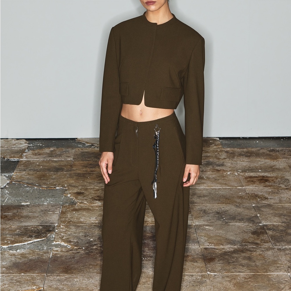 The Open Product cropped Collarless jacket and pants set